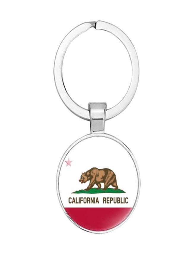 vmcoatdu California Key Chain Keyring Gift Men Women Keychain Stainless Steel and Inlaid Glass Materials - Image 1